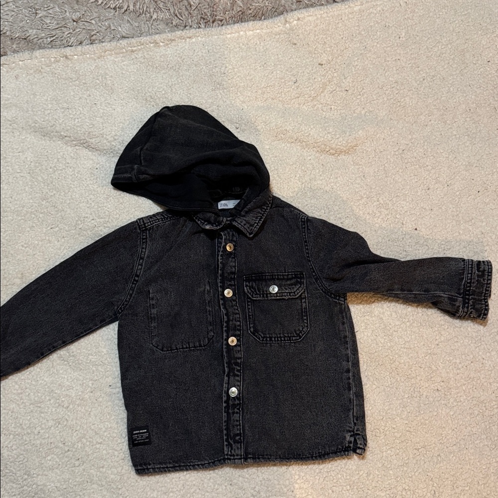 Zara Denim Shirt With Hood
